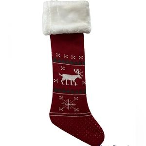 ⭐️ 4/$25 Luxurious Christmas Faux Fur Knit Stocking Red, Fair Isle Style